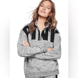Pink Victoria’s Secret Campus Quarter Zip Pullover Marl Gray